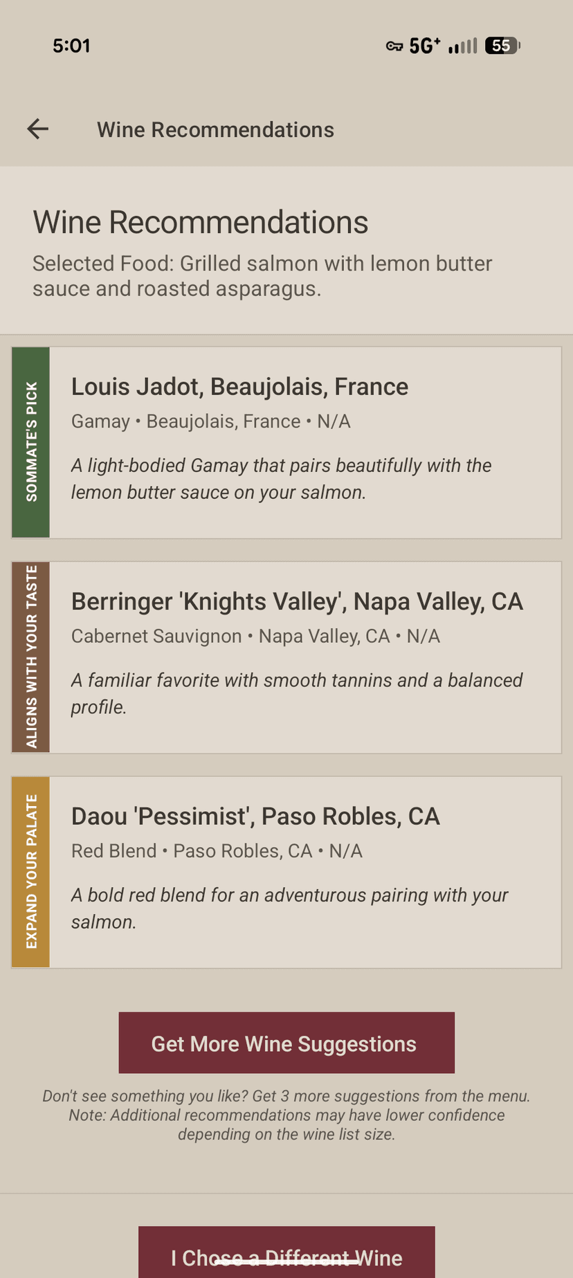 Sommate wine recommendations